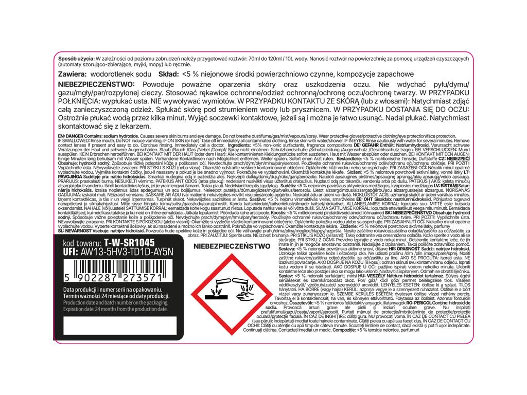 Płyn Niskopienny Do Mycia Powierzchni Silnie Zabrudzonych Power Cleaning, 2L, Teger