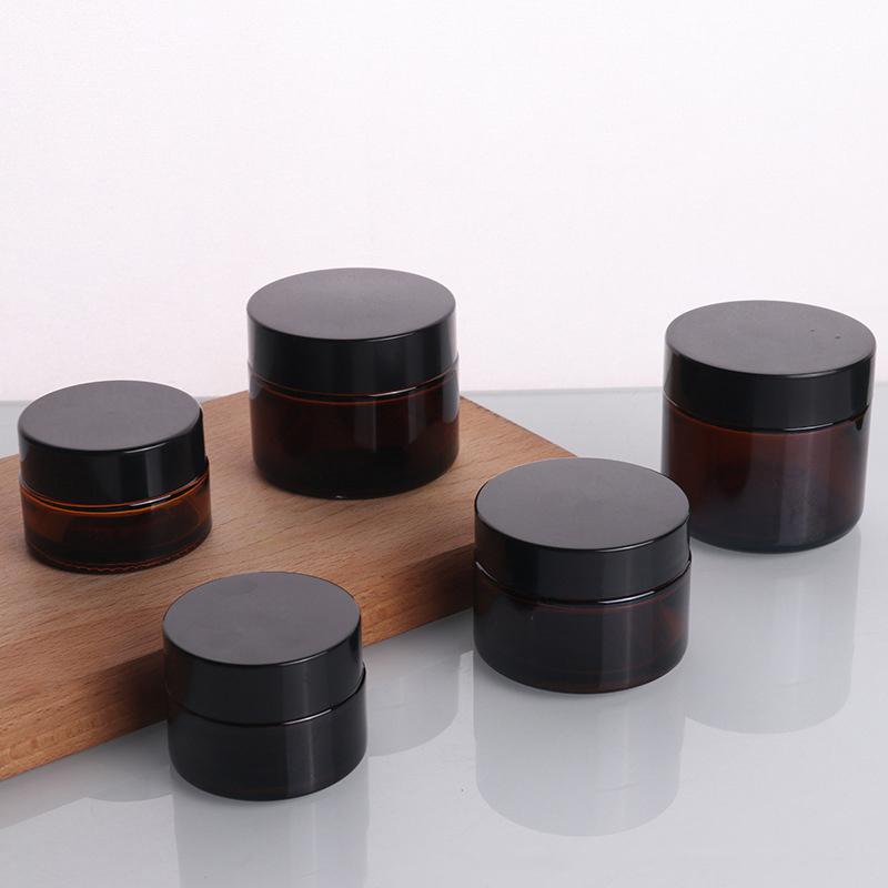 Braune Glas Nachfüllbare Salbentiegel Leerer Kosmetikbehälter Lidschatten Gesichtscreme Behälter 5/10/15/20/25/30/50/60G Probierfläschchen