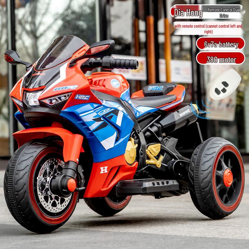 Electric Ride-On Tricycle for Kids with Remote Control, Dual Drive, Rechargeable Battery, Suitable for Boys and Girls.