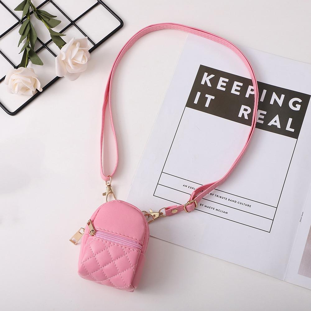 Backpack Shape PU Mini Coin Purse with Keychain PU Small Wallet  Headphone