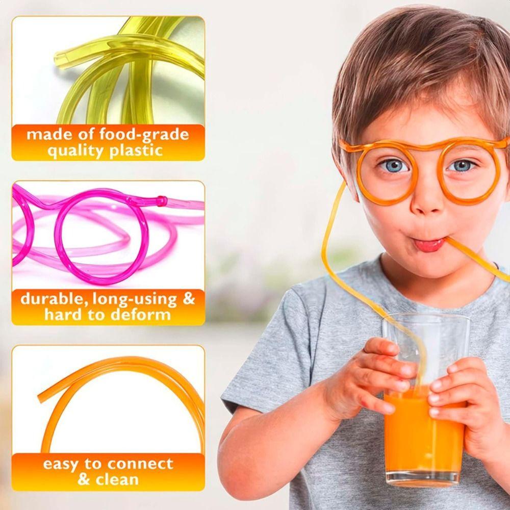 Reusable Straw Drinking Eyeglasses PVC Creativity Toy Novely Loop Straws  Party