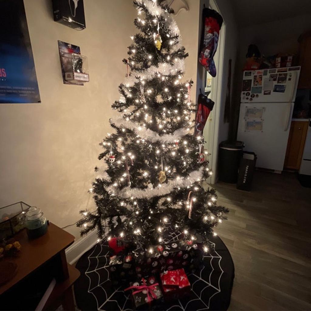 Halloween Tree Skirt Home Decoration White Spider Web Christmas Tree Apron Holiday Party Atmosphere Tree Matching Decoration