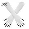 Elastic Polyester Costume Gloves 1 Pair Halloween Ghost Claw Gloves, Long Fingernail Witch Outfit Essentials Accessory, Dark Party Performance