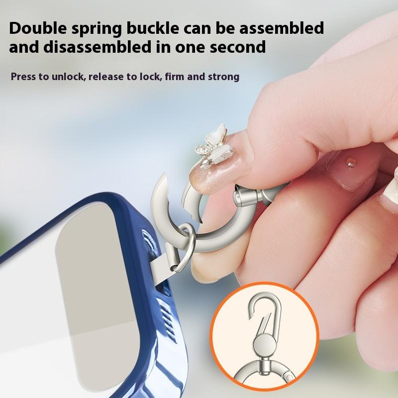 Metal Phone Lanyard Gasket Patch Rotatable Metal Buckle Hanging Steel Clip Card Cord Tab Mobile Phone Accessories