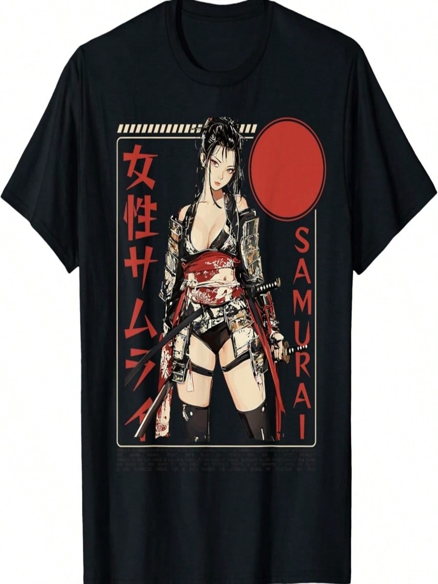 Samurai Warrior Waifu Girl Ukiyo-E Manga Samurai T-Shirt(6) S разноцветный