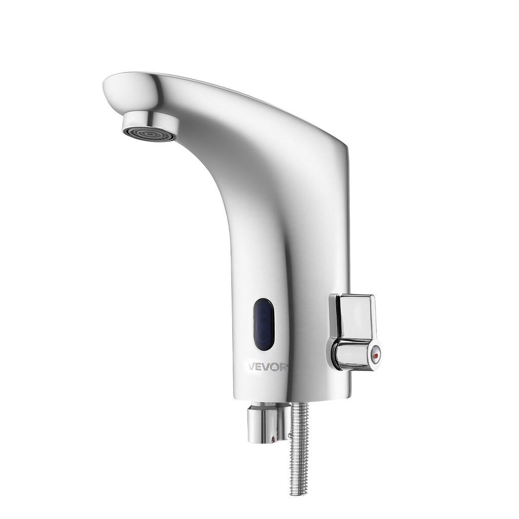 Touchless Bathroom Sink Faucet, Automatic Motion Sensor Restroom Toilet Faucet, Hands-Free Adjustable Cold Hot Single Handle Water Mixer Battery