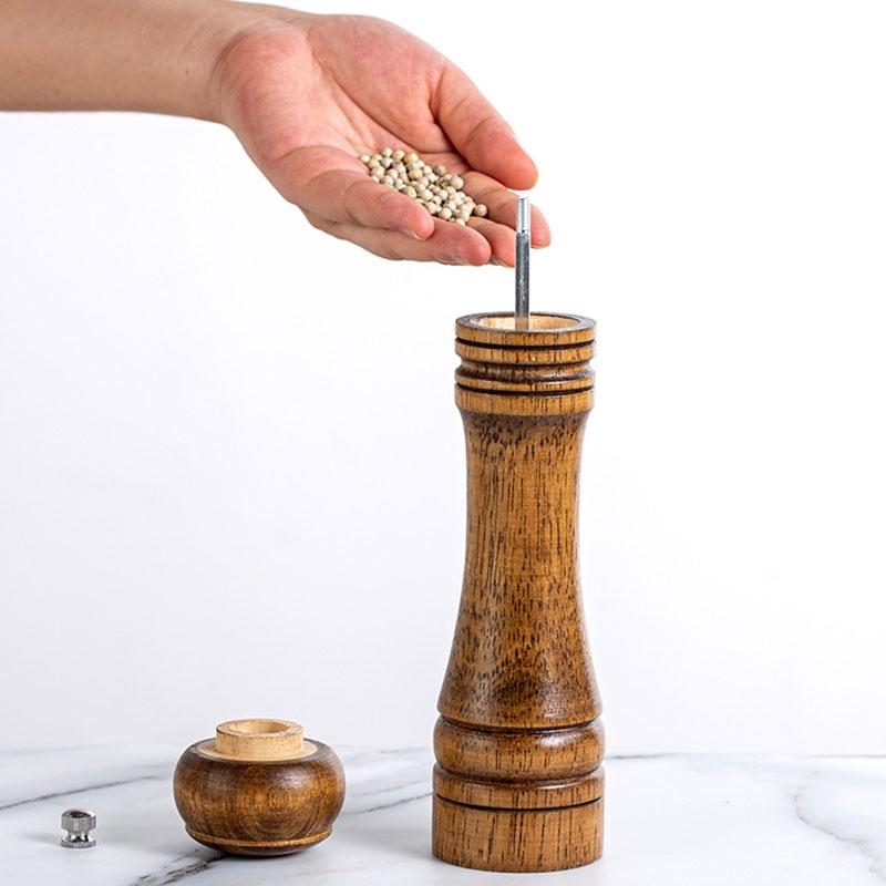 Cooking And Salt Pepper Grinder Hand Movement Oak Wood Pepper Mill Tool Kitchen