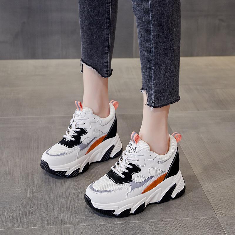 Inner heightening dad shoes CM spring new breathable thick-soled mesh small sports and leisure shoes tide