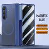 For Samsung Galaxy Z Fold7 Screen Protect Film Magnetic Electroplated Matte Phone Case For Magsafe Middle Hinge Shockproof Cover