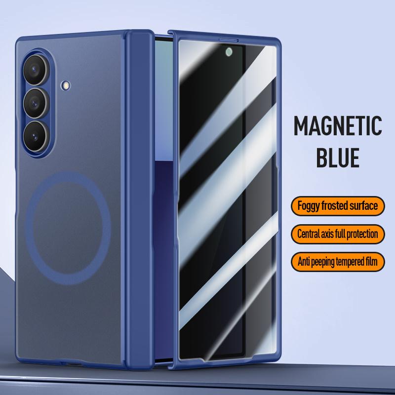 For Samsung Galaxy Z Fold7 Screen Protect Film Magnetic Electroplated Matte Phone Case For Magsafe Middle Hinge Shockproof Cover