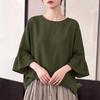 ZANZEA Women Casual Round Neck Solid Color Loose 3/4 Sleeve Cover Up Blouse
