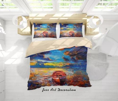 

Comforter Oil Painting Sailboat Bedding Decoration Gift First Choice Suitable For Children Boys Girls Adults Soft Breathable Comforter (quilt)-EU Single(135*200cm)3pcs