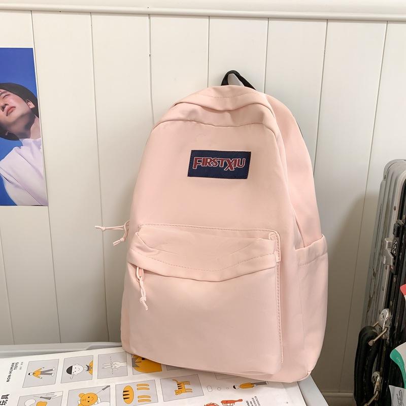 Female Solid Color Backpack Junior Senior High School Student Schoolbag Large Capacity Backpack Girls