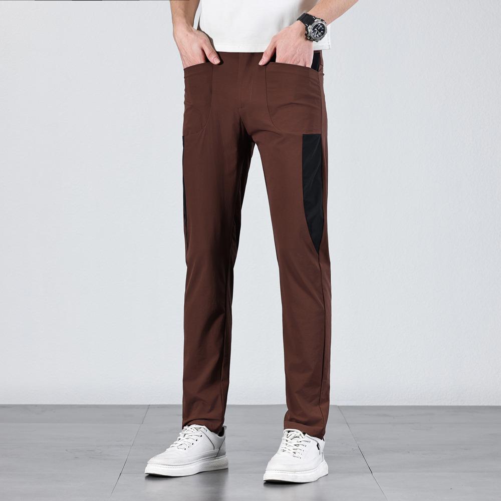 Men's Breathable Ice Silk Elastic Straight Leg Quick-Dry Casual Pants – Trendy and Comfortable for Summer