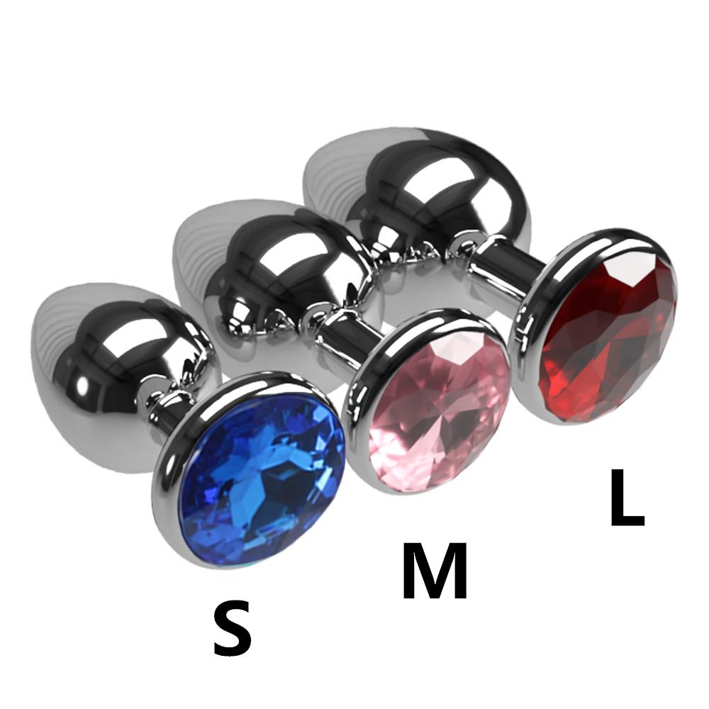 Stainless Steel Anal Plug Anus Plug Anal Bead Adults Sex Toys Metal Butt Plug With Jewelry Colorful Crystal For Women Adult Game