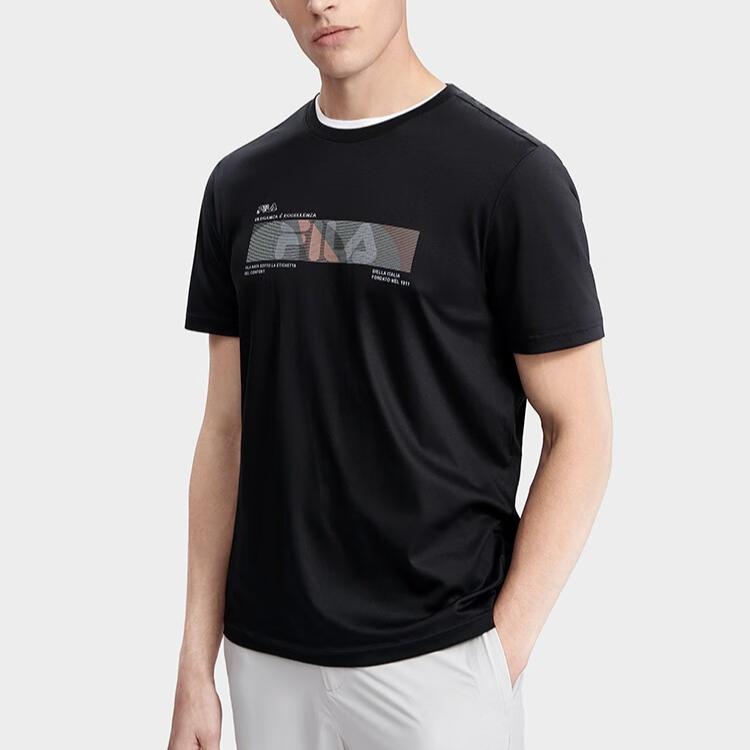 Fila SS24 Cotton Simple Round Neck Knitted Short Sleeve T-Shirt Men Tops Black F61M427103ABK