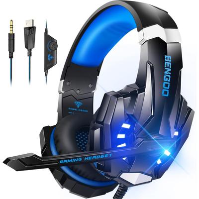 Casque Gaming BENGOO pour Suppression du Bruit avec Contrôleur LED Profond Filaire Gaming Stéréo FPS Compatible avec Nintendo Xbox et PC PS5, Microphone,