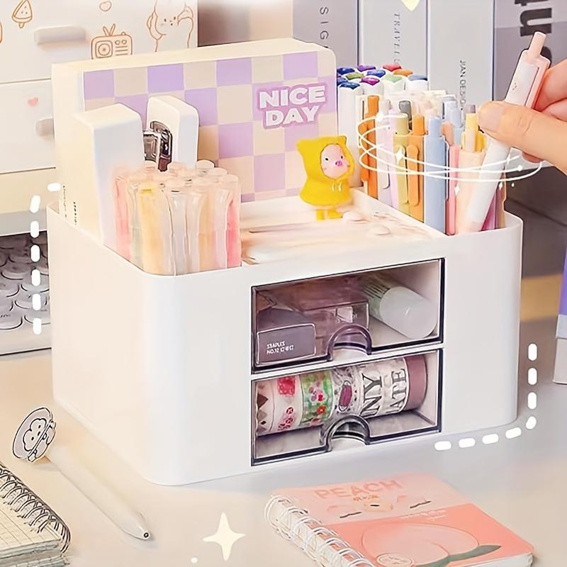 1pc Two-Tone Creative Multi-purpose Stationery Storage Box, Desk Holder For Office Storage