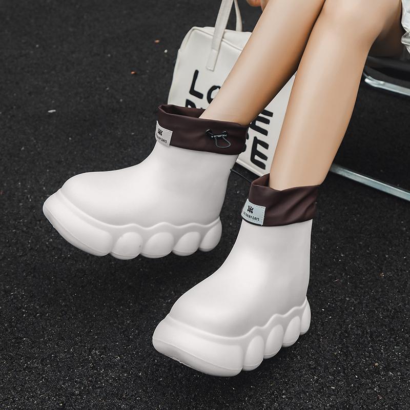 Nuevas botas de lluvia impermeables de moda para mujer, lindas botas de lluvia salvajes para mujer, resistentes al desgaste al aire libre