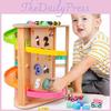 Toddler Toy Wooden Creative Play With Rotating Slide Car For Cognitive Growth