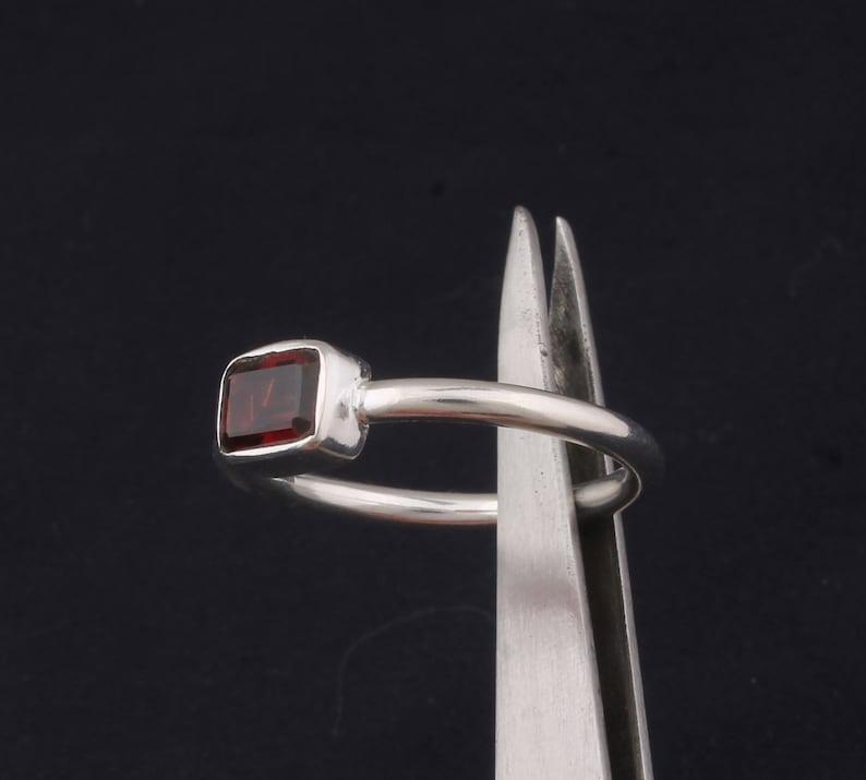 Solid 925 Sterling Silver Garnet gemstone Ring Minimalist Ring Handmade Boho Ring Stackable Ring