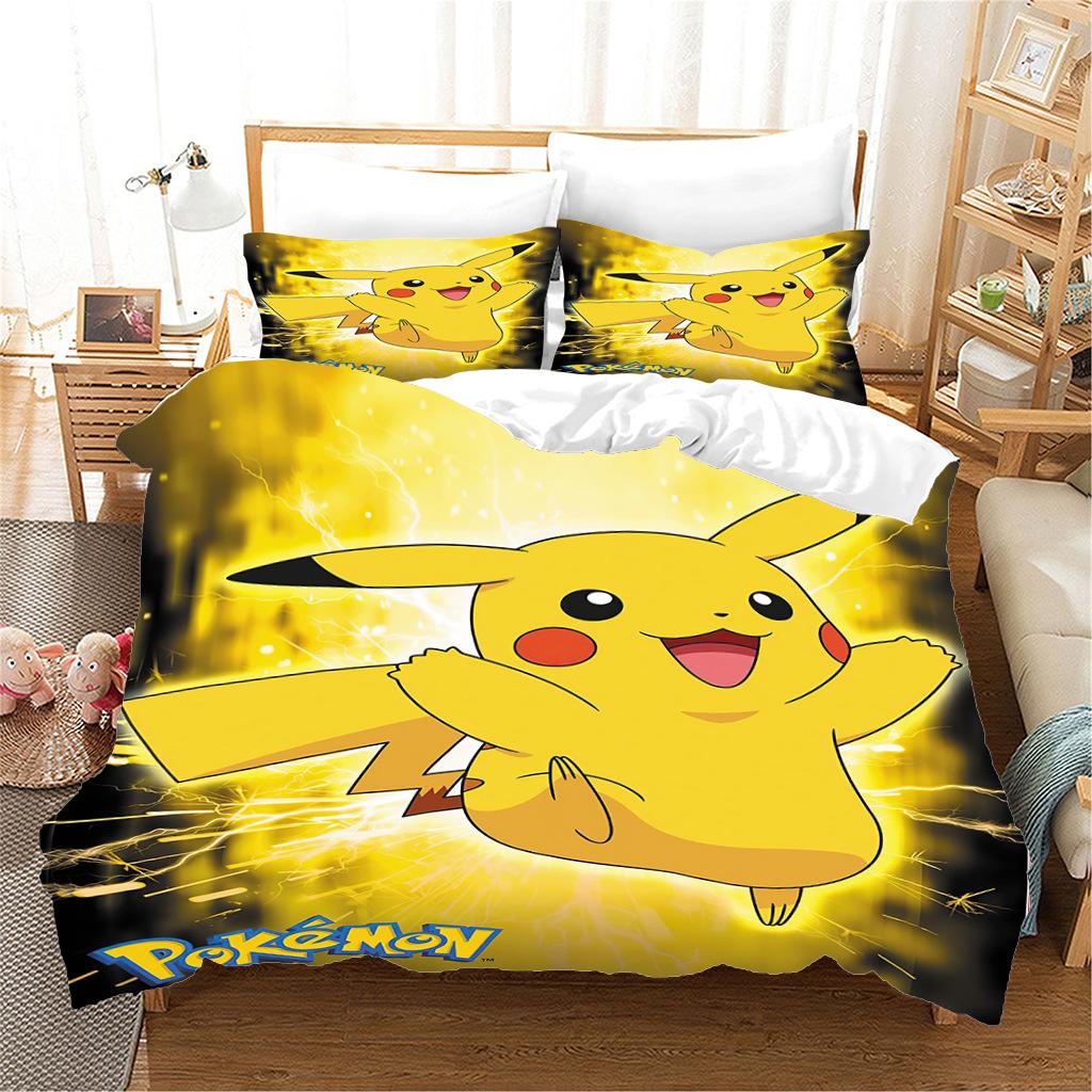 Dreiteiliges Set mit digital bedruckter Bettbezug, Kissenbezug, Bettlaken