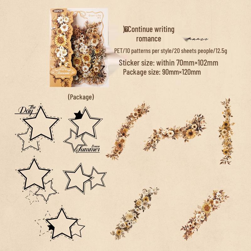 

Yiniao Retro Floral Journal DIY Decor: 6 Styles PET Series