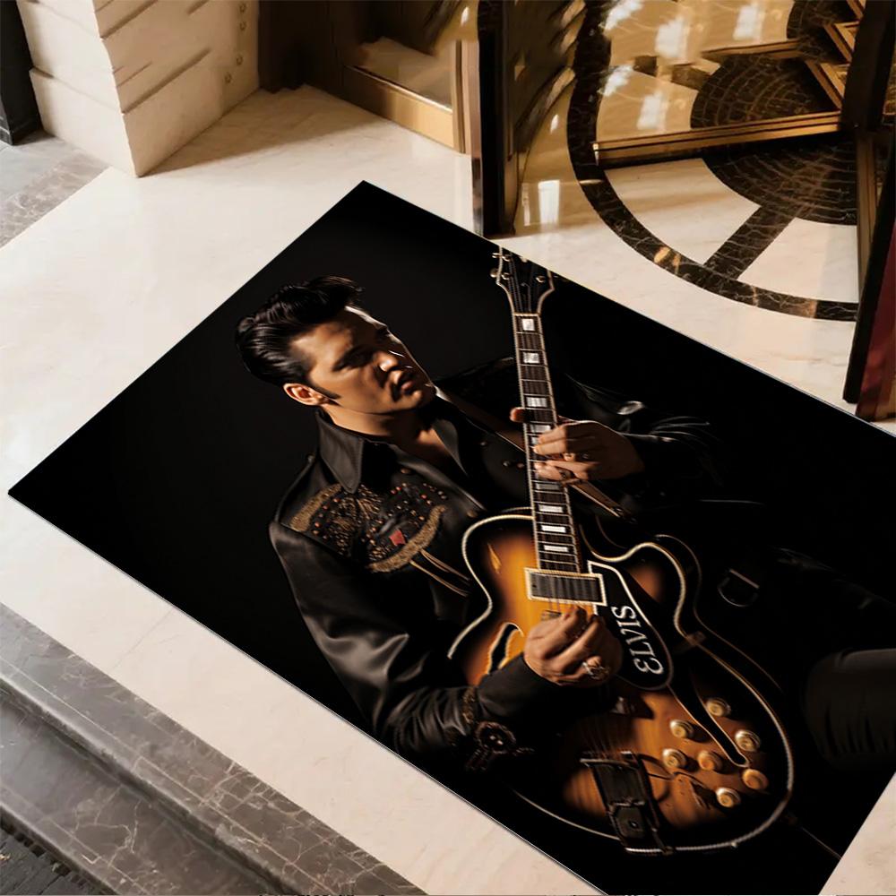 Elvis Presley Guitar Performance Floor Rug Office Rug Perfect for Game Room Entryway Outdoor Foyer Anti-slip Rug Office home decor