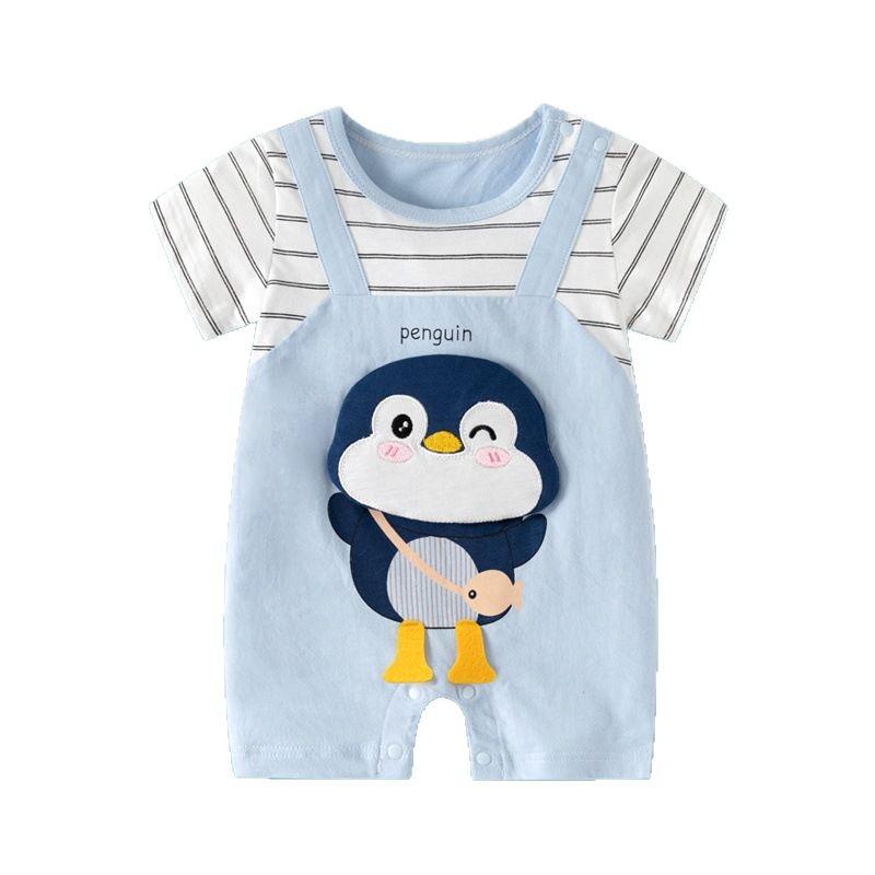 Summer Short Sleeve Pure Cotton Baby Romper - Infant Cartoon Crawling Bodysuit