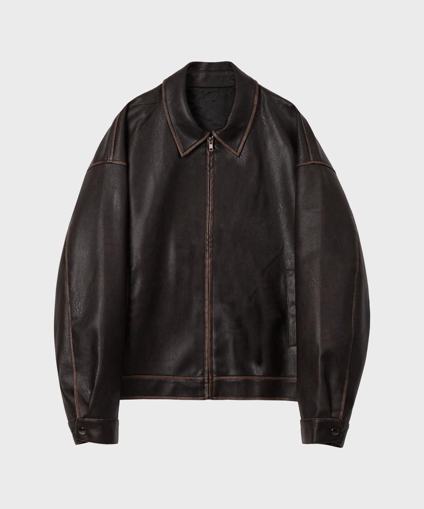 Leire Vintage Washed Leather Jacket [Brown]
