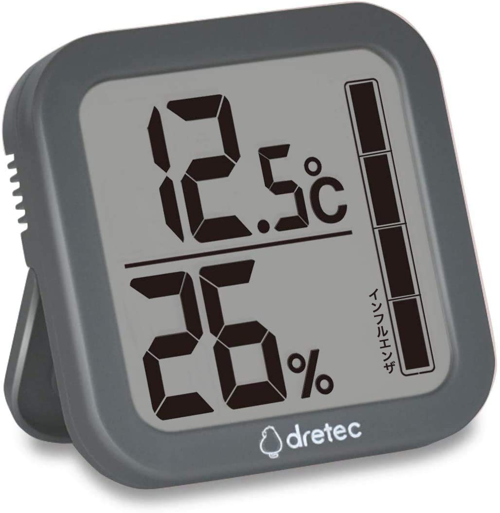

Dretec Temperature Humidity Digital Large screen Stylish Stand Heat shock stroke prevention Black Thermo-hygrometer Wall-mounted Influenza/heat