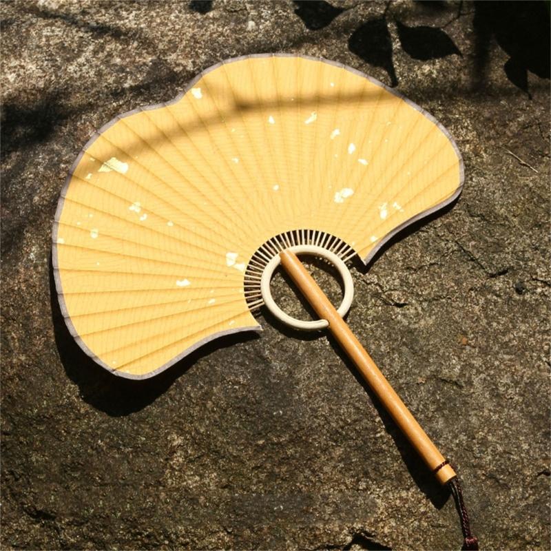 Ginkgos Rice Paper Fan Chinese Styles Hand Fan Handheld Cooling Fan for Wedding Party Dance Photo Props Home Decorations