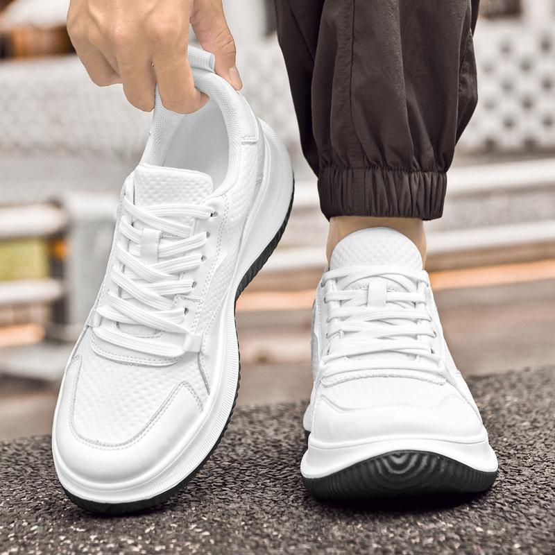 Elevator Shoes Men 6cm 8cm Lifting Leather Shoes White Black Platform Male Sneakers Hidden Height Increase Sports Casual Shoes