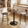Round Bar Table 60 Cm, High Kitchen Standing Table with Non-slip Pads, for Kitchen, Living Room, Walnut