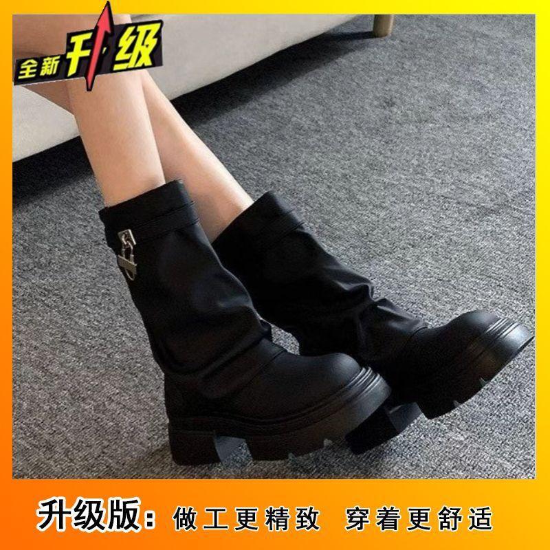 Retro skirt Martin boots women's versatile casual British style thick-soled piled boots women's 2025 autumn and winter new models