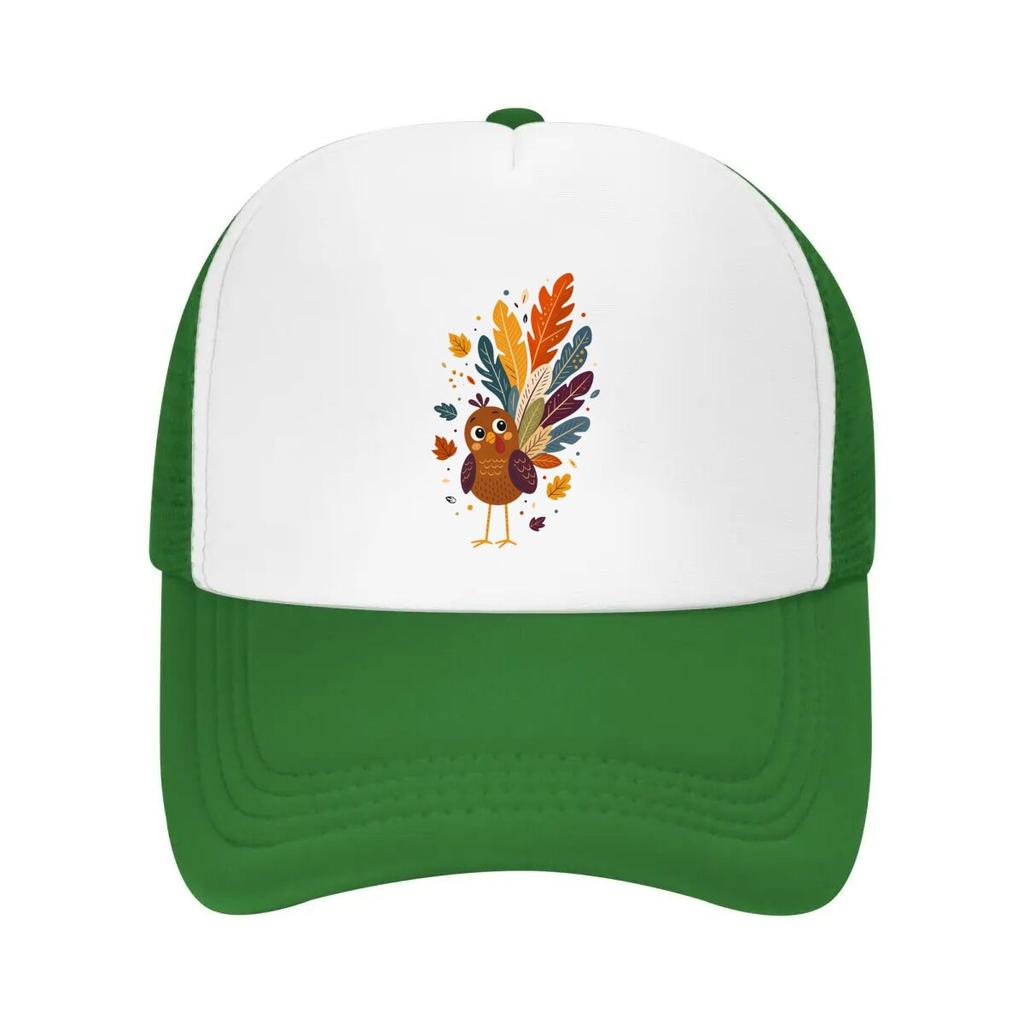 Whimsical Thanksgiving Bird Feather Mesh Baseball Cap Casual Hat Outdoor For Womens Unisex FeUnisex