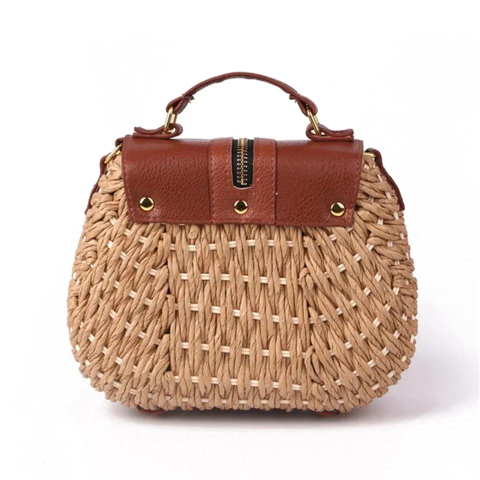 Paper Rope Messenger Bag for Beach Holidays Shoulder Fabric Crossbody Straw Bags for Women High Quality Fashion Fin Wing Pocket Bag