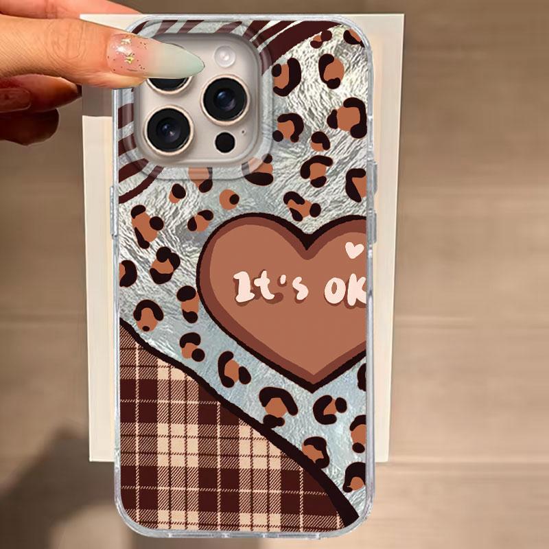 For iPhone 16 15 14 13 12 7 8 Plus Pro Max 16e 11 SE 2020 XS XR 5G Phone Case Fashion Korean Cute Leopard Print Vortex Pattern
