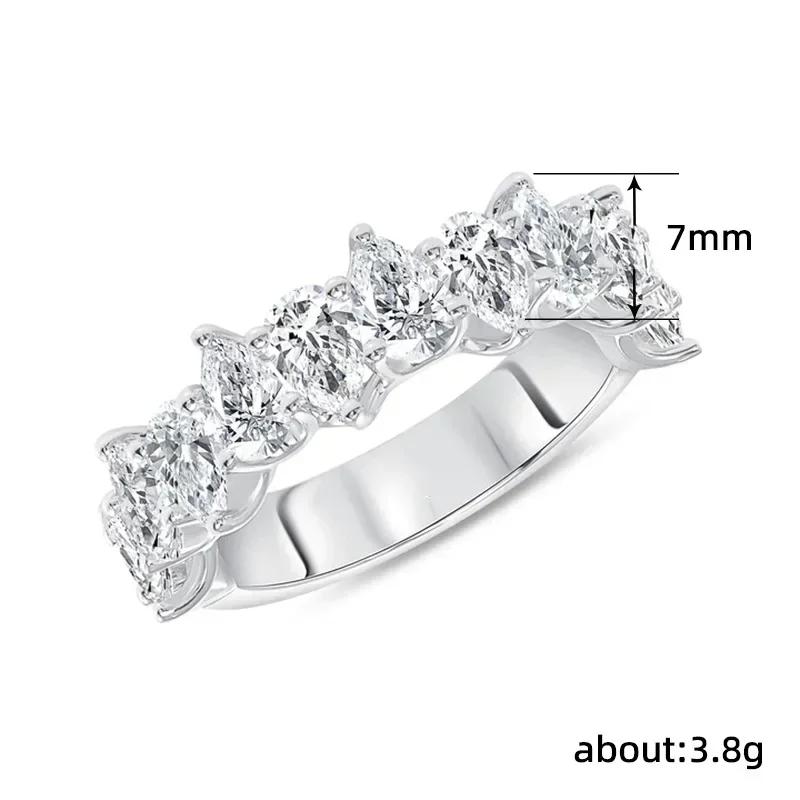 Women'S Trendy Sparkling Crystal Cubic Zirconia Wedding Band Ring  Color Luxury Party Jewelry Female Finger-Ring