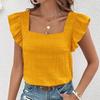 Solid Color Casual Blouses for Women Fashion Summer Fashion Women's Shirts Elegant Sweet Loose Ruffles Sleeve Female Tops