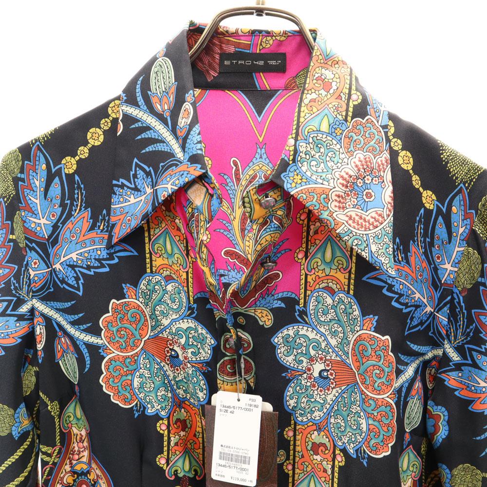 Unused ETRO Italian Silk Overall Handle Long Sleeve Shirt 42 Women Used