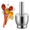 304 Stainless Steel Manual Garlic Pounder Anti-Slip Multifunction Pill Crusher Rust Proof Mortar and Pestle Set for Home Kitchen