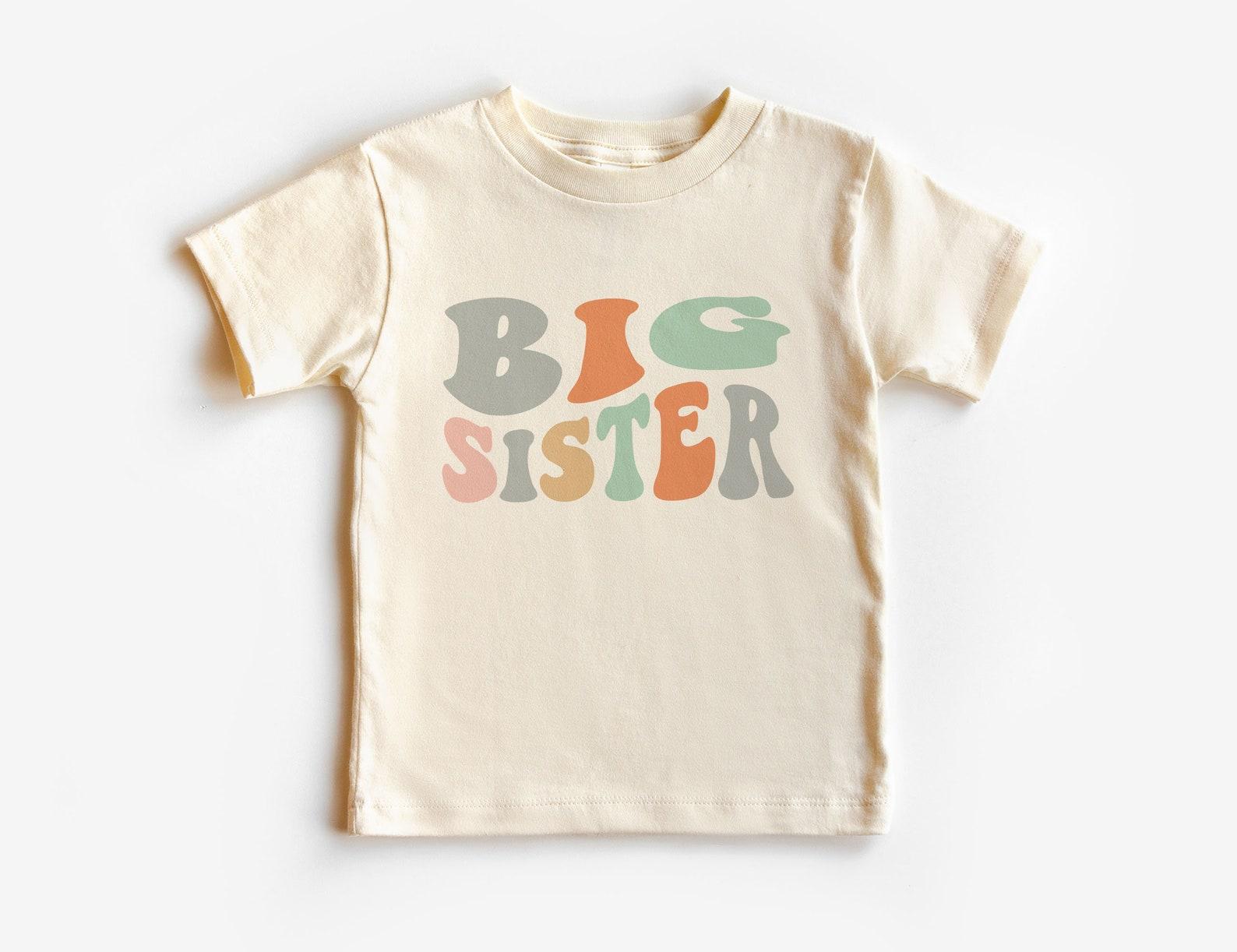 Big Sister Unisex Shirt - Groovy Kids Clothing Baby Announcet - Matching Siblings T-Shirt - Boho Natural Unisex & Youth Tee 130