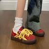2025 red platform fashion versatile board shoes women's soft sole breathable student single shoes summer new casual sports shoes