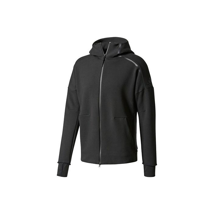 Adidas Logo Knit Hooded Jacket Men Outerwear Black BQ6925