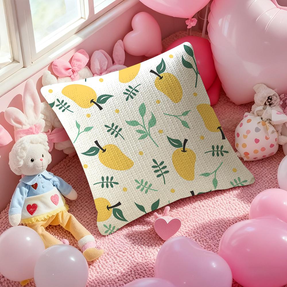 Full Print Fruit Print Pattern Pillow Case Antidustmite Pillowcase Invisible Zipper Silky Short Plush Sofa Cushion Cover