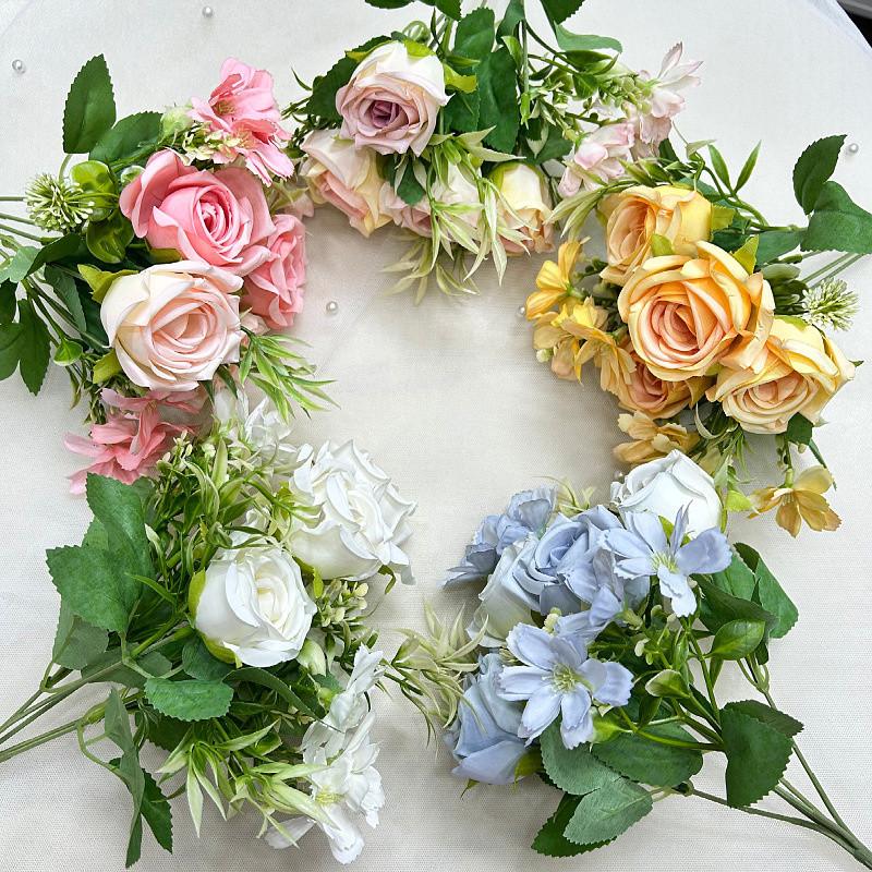 Artificial Flower Spring 4 Flower Rose Chrysanthemum Combination Flower Rose Fake Flower Silk Flower Small Rose