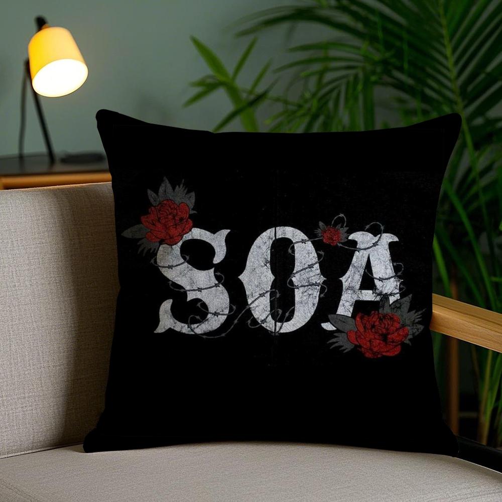 S-Sons Of A-Anarchy Cushion Cover Plush Fabric Soft Double-Sided Printed Sofa Pillow Case Colorfast Home Decor Gift
