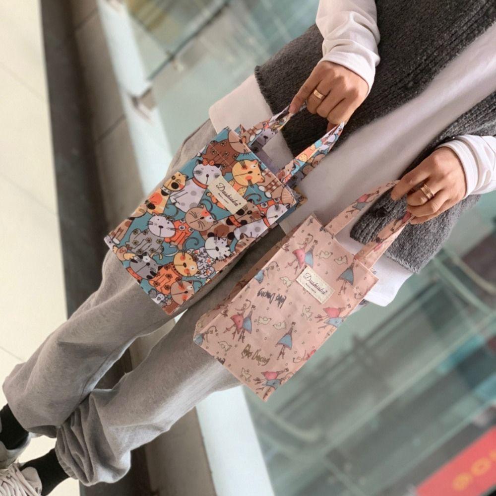 Cute Print Water Bottle Holder Oxford Insulated Cup Holder Portable Water Bottle Handbag