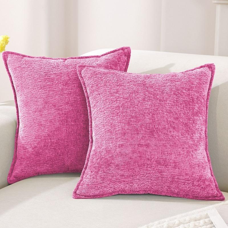 Large Size Thickened Chenille Throw Pillow Cover Removable Washable Solid Color Sofa Square Waist Cushion Case Home Decoration